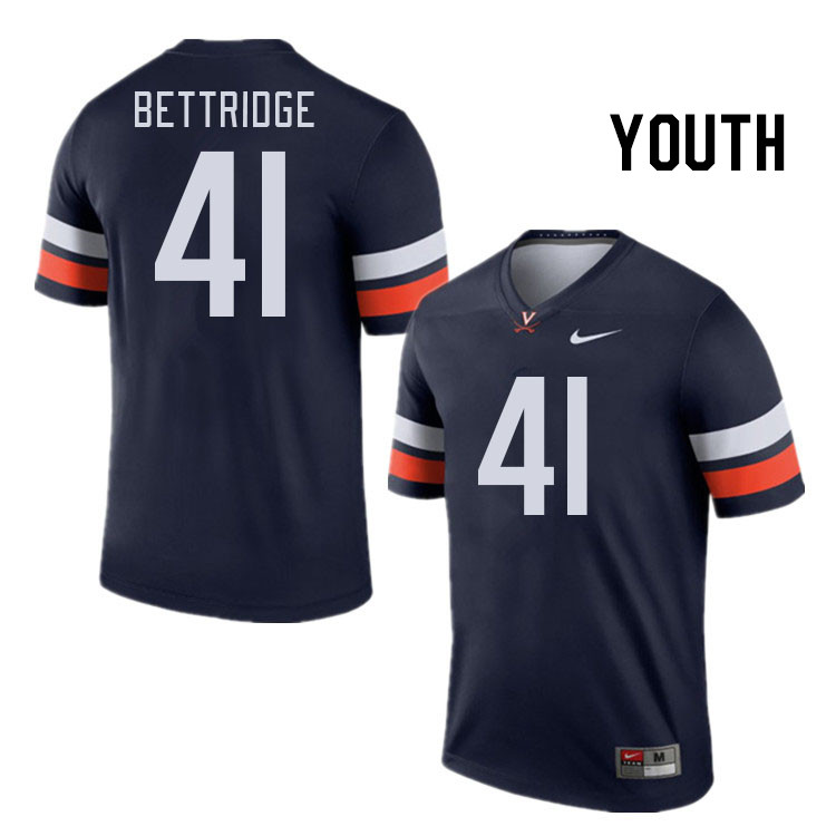 Youth #41 Will Bettridge Virginia Cavaliers College Football Jerseys Stitched Sale-Navy